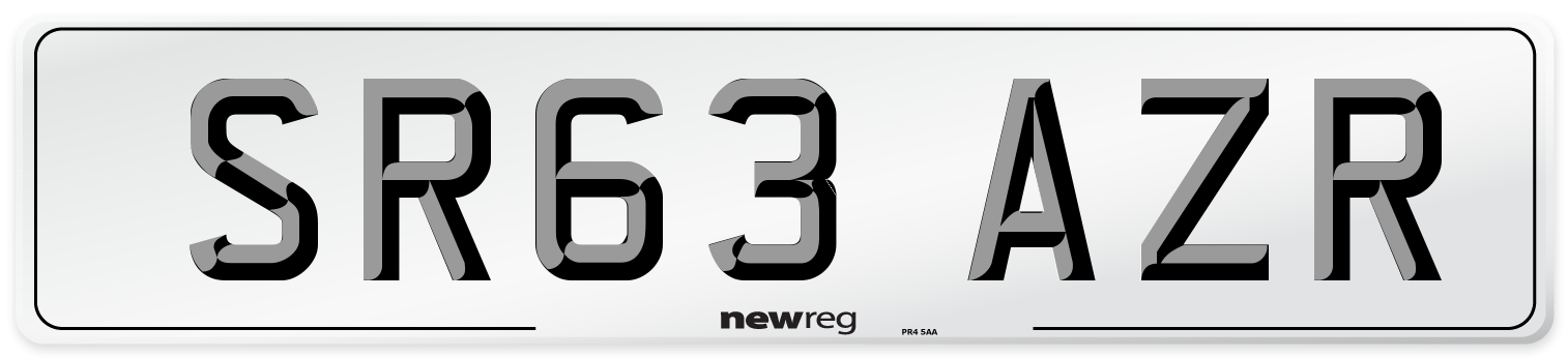 SR63 AZR Number Plate from New Reg